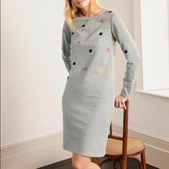 Boden Grey Marl Boucle Spot Sweatshirt Dress - Picture 4 of 9